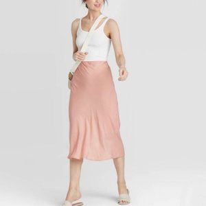 A New Day Flutter Hem Romantic Midi Slip Skirt